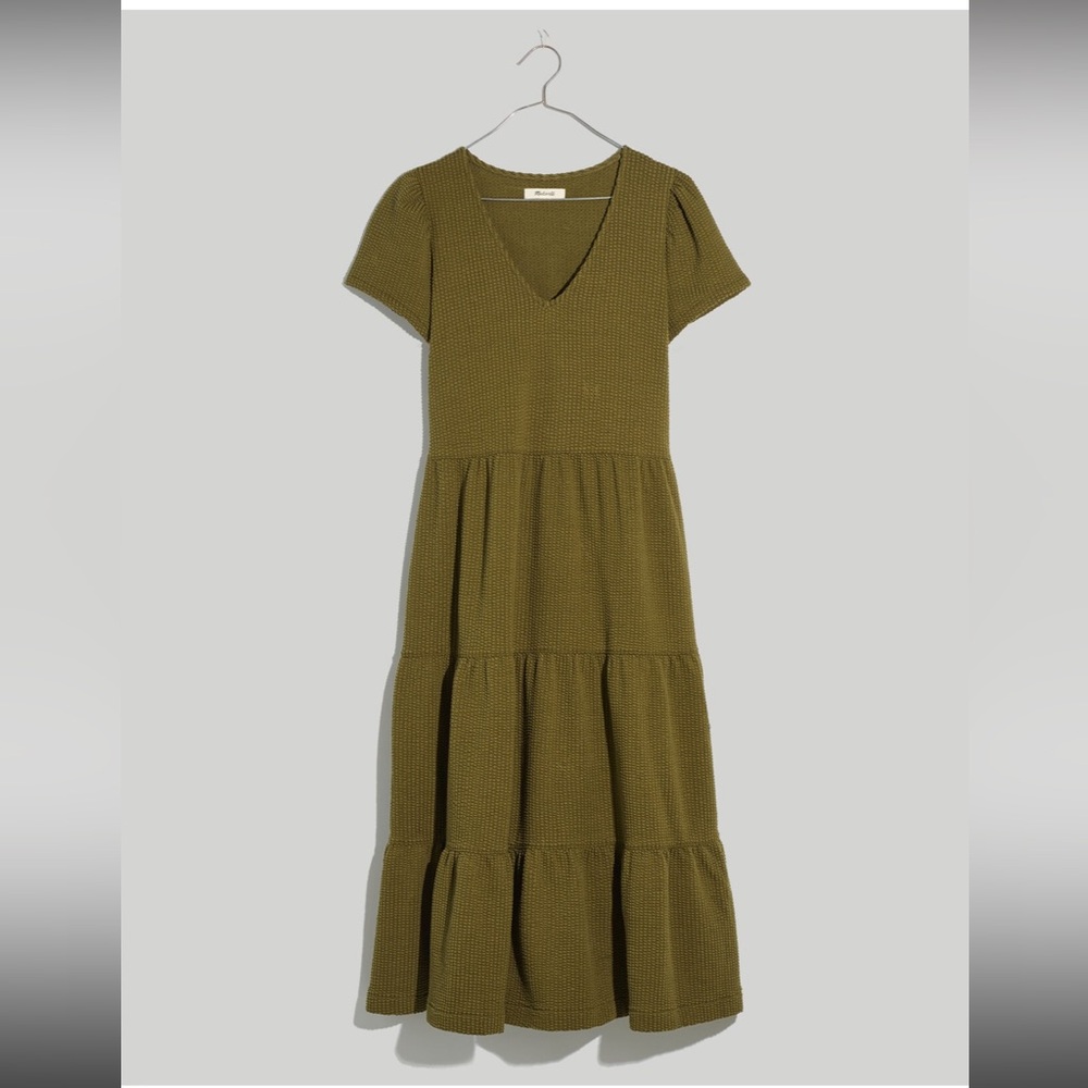 Madewell Seersucker V-Neck Midi Dress